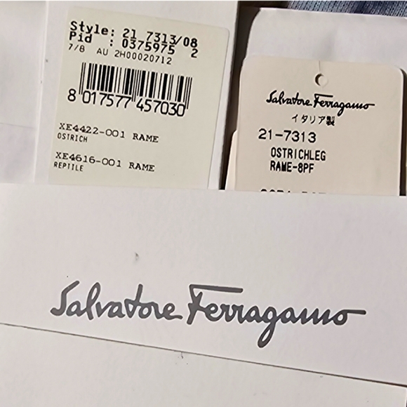 SALVADOR FERRAGAMO OSTRICH HAND BAG BROWN LEATHER - Picture 11 of 16